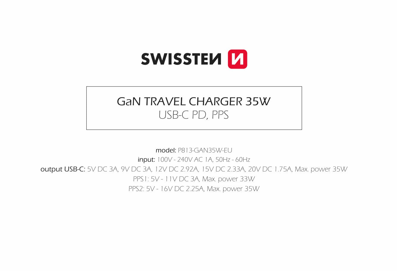 Carregador USB-C GaN 35W Swissten