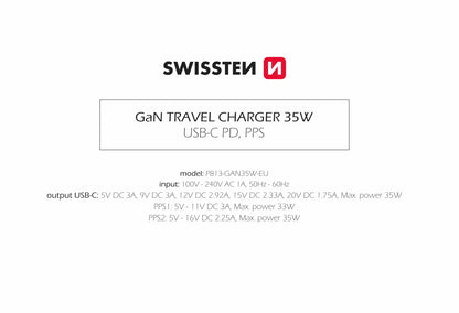 Carregador USB-C GaN 35W Swissten