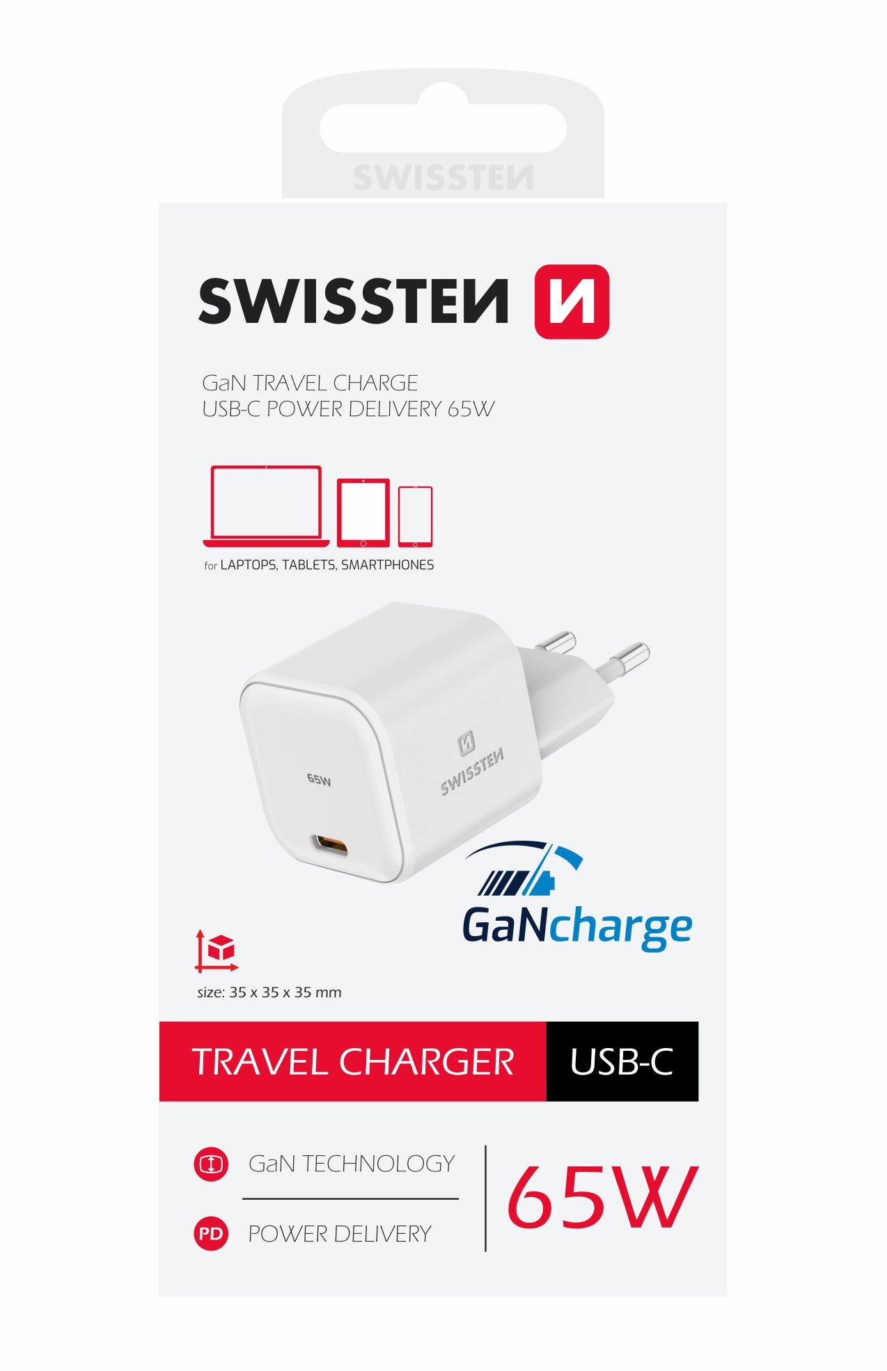 Carregador USB-C GaN 65W Swissten